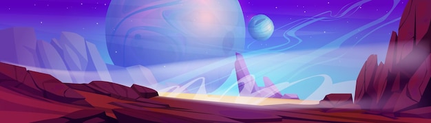 Space landscape cartoon vector illustration