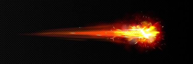 Free vector space meteor comet or asteroid with fire trail