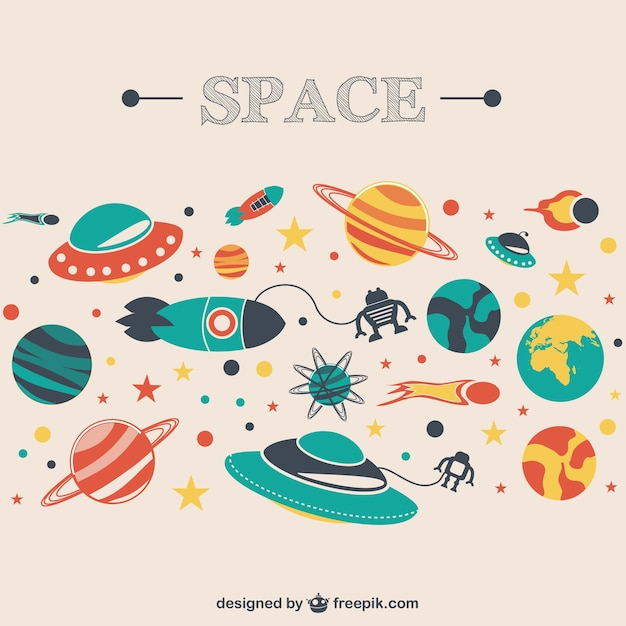 Free vector space planets collection