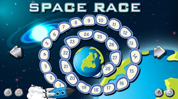 Free vector space race game board