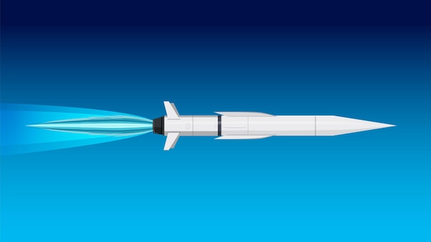 無料ベクター 青い空を飛ぶ宇宙ロケット