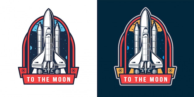 Space rocket launch badge set