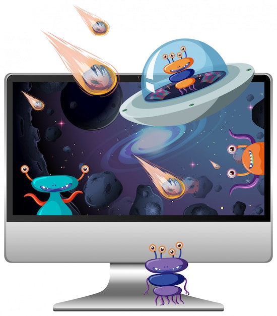 Space scene on computer desktop background