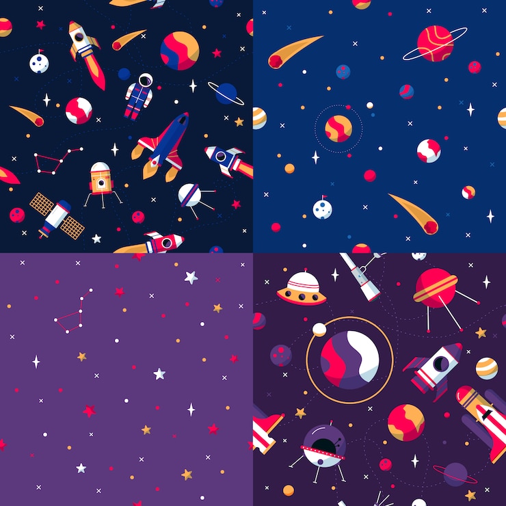 Free Vector  space seamless pattern