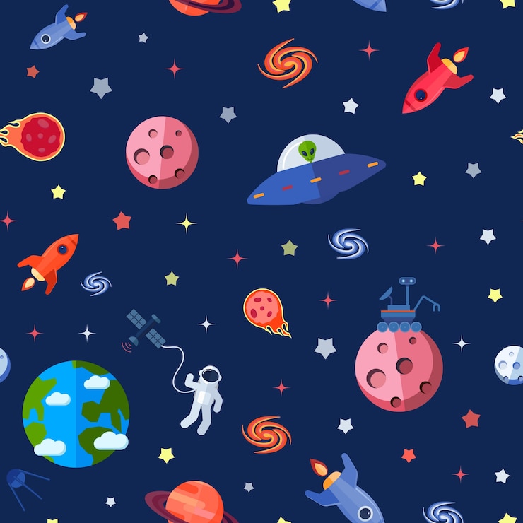 Free Vector space seamless pattern
