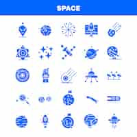 Free vector space solid glyph icons set