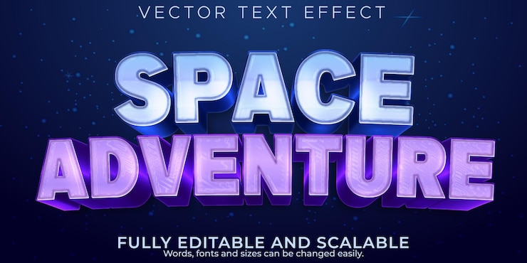 Free Vector space text effect, editable alien and adventure text style