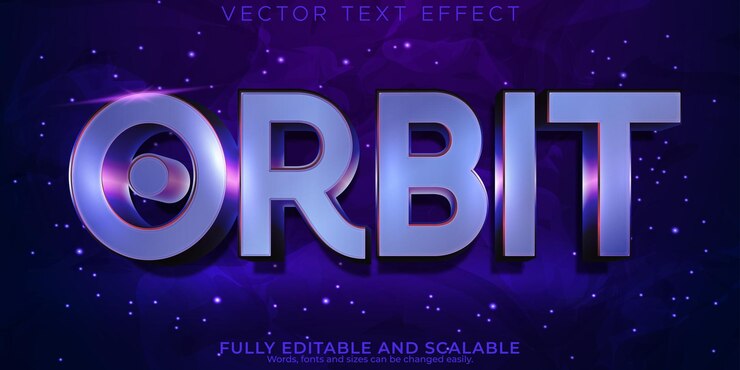 Free Vector space text effect editable orbit and galaxy text style
