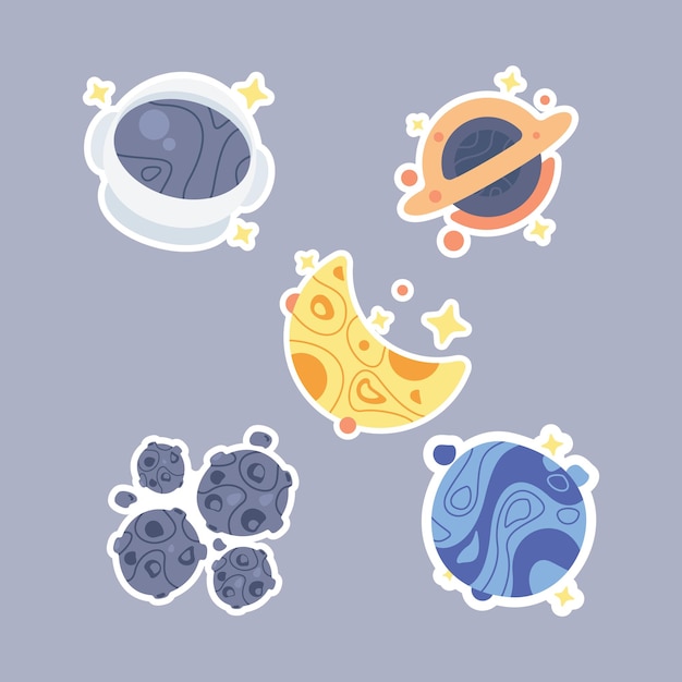 Free vector space theme sticker collection