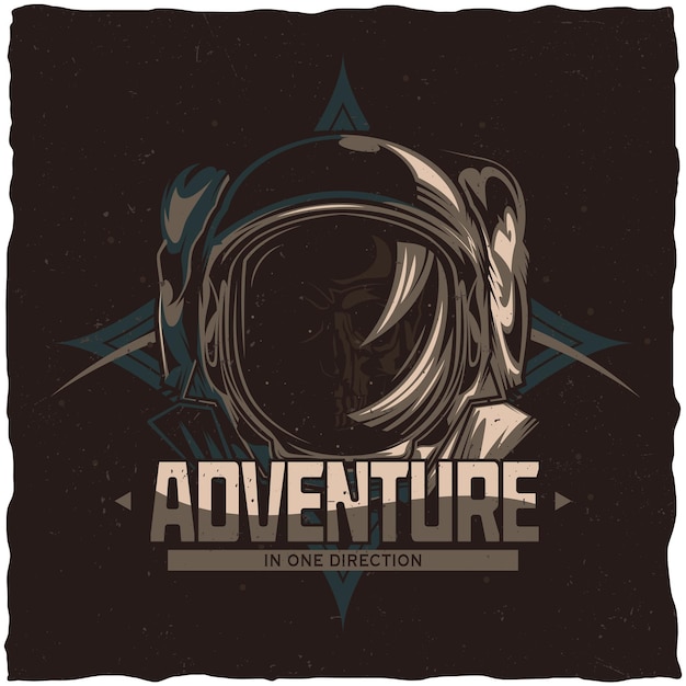 Free vector space theme t-shirt design with illustration of dead astronaut