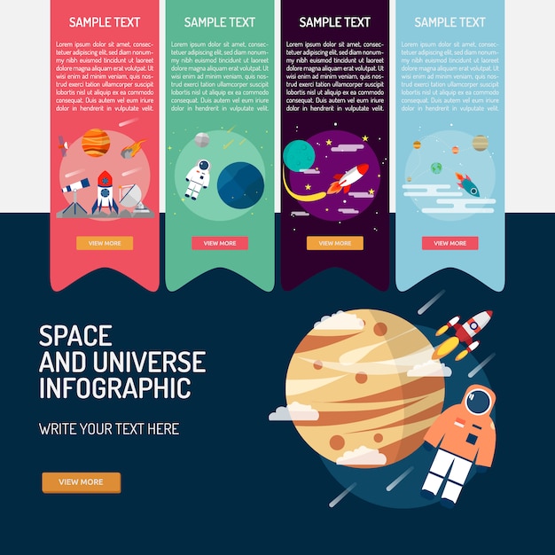 Free vector space and universe infographic design