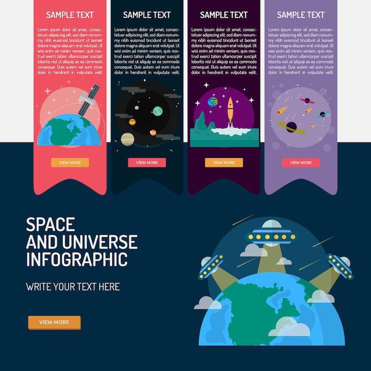 Free Vector space and universe infographic design