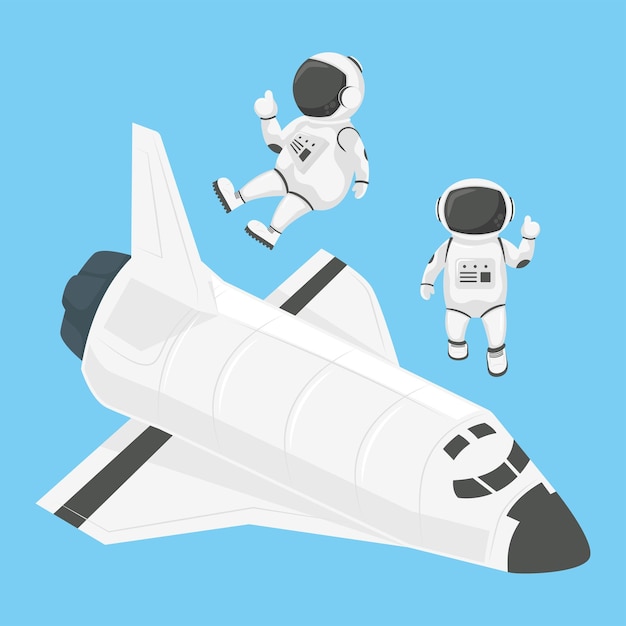 spaceship and astronauts space icons