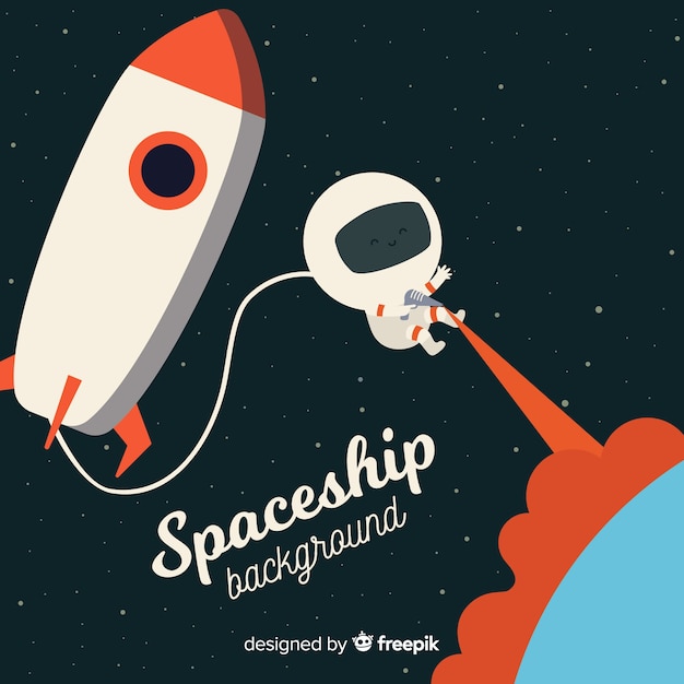 Free vector spaceship background with astronaut