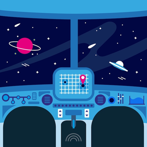 Free vector spaceship interior background with flat design