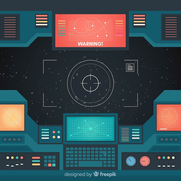 Fondo interno di astronave con design piatto