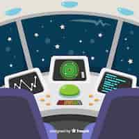 Free vector spaceship interior background with flat design