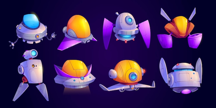 Free Vector spaceships alien rockets ufo shuttles
