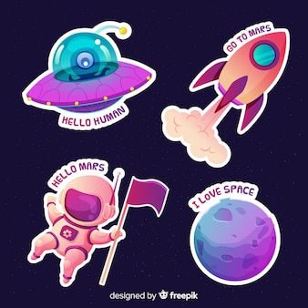 우주선과 행성 스티커 컬렉션
