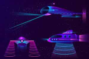 Free vector spaceships ufo and aircraft