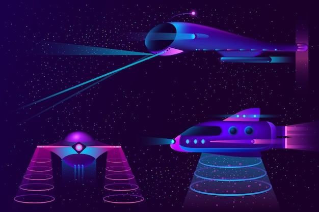 spaceships UFO and aircraft