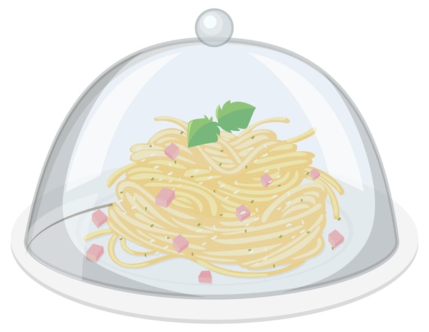 Vettore gratuito crema di spaghetti con coperchio in vetro