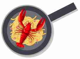 Free vector spaghetti lobster on pan