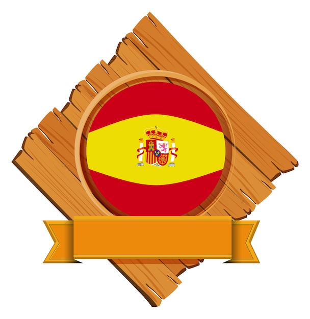 Free vector spain flag on wooden board