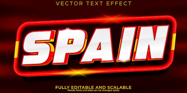 Текстовый эффект Испании редактируемый стиль национального текста испанского флага