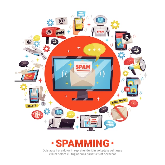 Бесплатное векторное изображение Концепция спам-дизайна