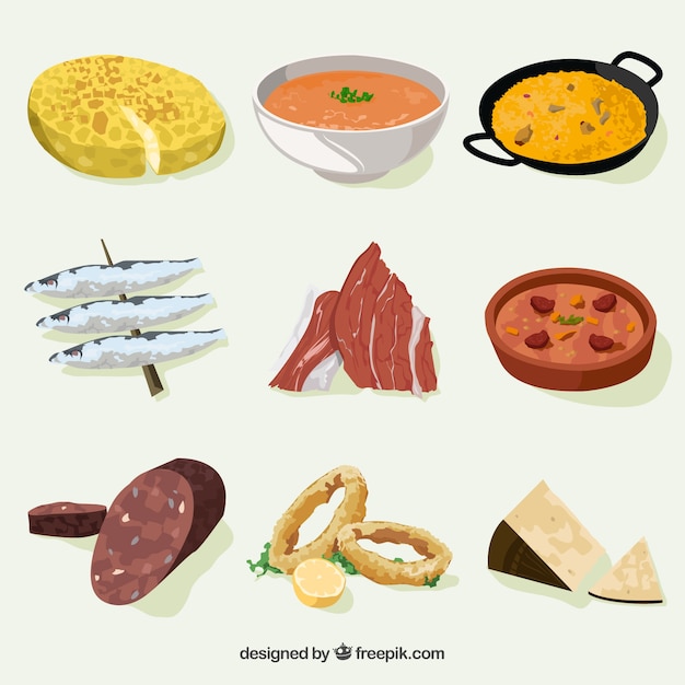 Бесплатное векторное изображение Испанская еда