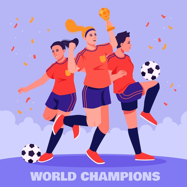 スペインのサッカー選手がワールドカップでの勝利を祝っている
