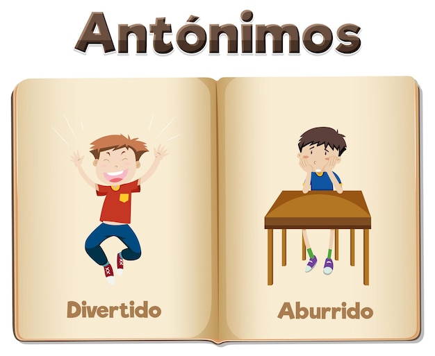 Free vector spanish language education fun and bored picture cards