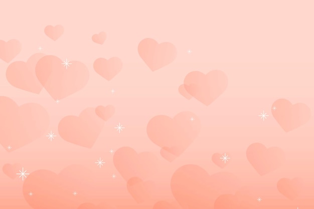 Sparkle heart pattern vector peach background