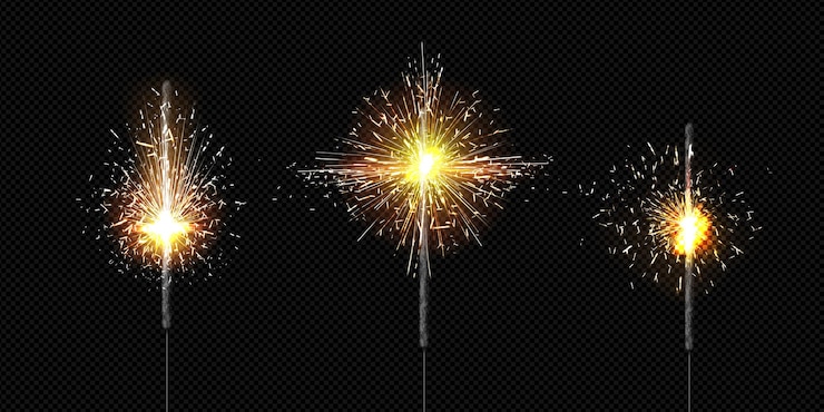 Free Vector sparkler candle light and bengal firework isolated