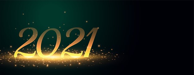 Sparkling 2021 golden banner for happy new year