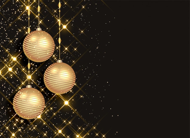 Free vector sparkling christmas balls on black background