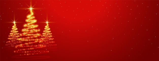 Vettore gratuito albero scintillante della stella di natale su fondo rosso