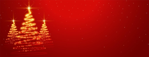 Sparkling christmas star tree on red background