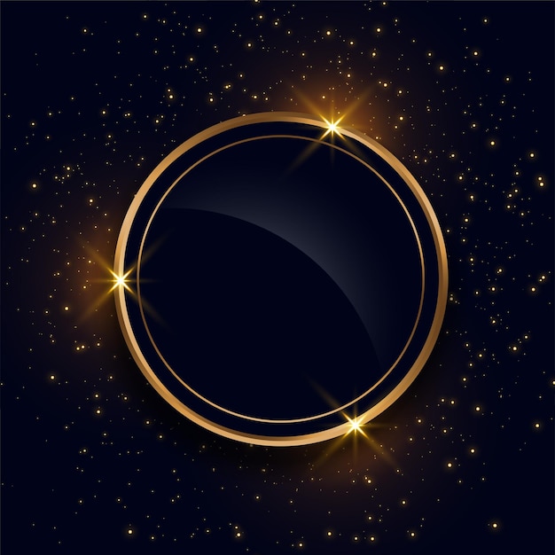 Sparkling circle golden frame with text space