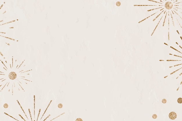 Vettore gratuito fuochi d'artificio scintillanti sfondo beige celebrazione del nuovo anno