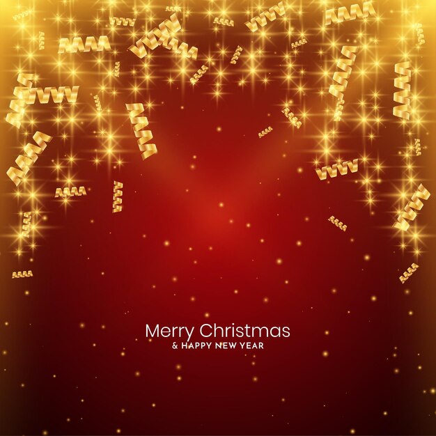 Sparkling glossy Merry Christmas festival golden confetti background design vector