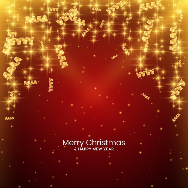 Sparkling glossy Merry Christmas festival golden confetti background design vector