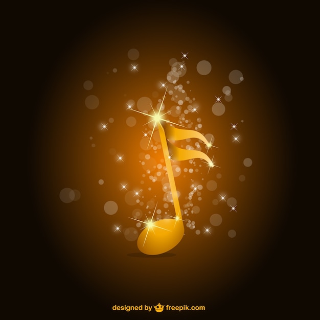 Free vector sparkling golden music note background