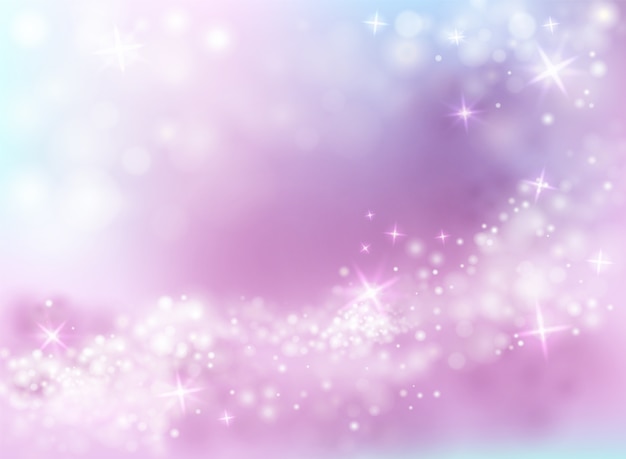輝く光輝く星空の紫色と青色の背景の図