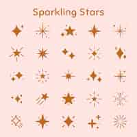 Free vector sparkling stars vector icon set in flat brown style