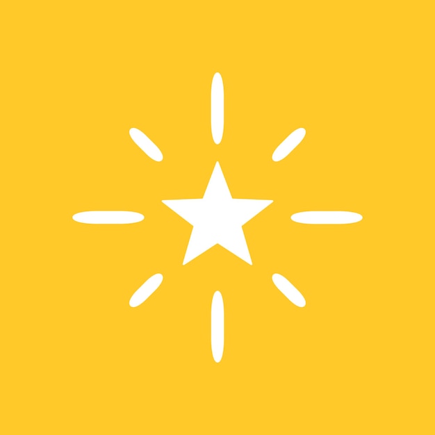 Sparkling stars vector icon in simple style on yellow background