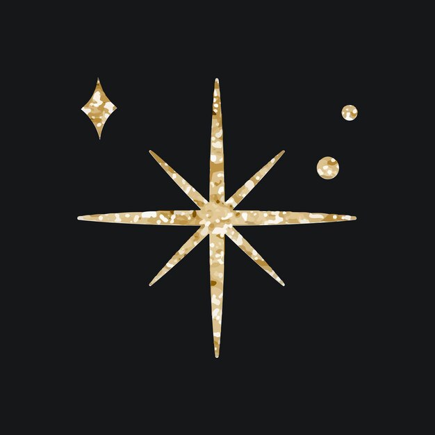 Сверкающие звезды Векторный icon с блеском текстуры на черном фоне