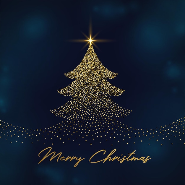 Free vector sparkling xmas tree design on dark background for merry christmas vector