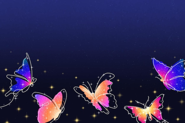 Free vector sparkly butterfly background, aesthetic violet border, vector animal illustration